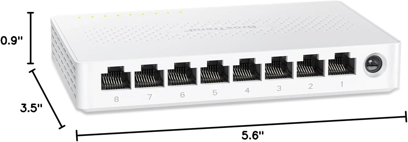 BrosTrend 2.5Gb Switch, 8 Port Network Switch 2.5 Gigabit, Unmanaged Ethernet Switch for Game Console, NAS, PC, Computer Networking Switch Plug & Play Fanless, Desktop Wall Mount, Lifetime Protection