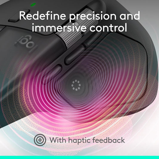 Logitech MX Master 4, Ergonomic Wireless Mouse with Advanced Performance Haptic Feedback, Ultra-Fast Scrolling, USB-C Charging, Bluetooth, Windows, MacOS - Graphite