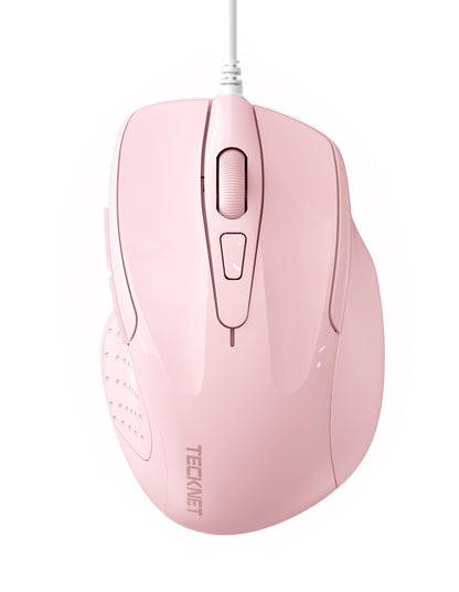 TECKNET USB Wired Mouse, 6-Button Corded Computer Mouse with 4 Adjustable DPI, Optical Computer Mice with Ergonomic Design and 5FT Cord for Laptop, Chromebook, PC, Desktop, Mac, Notebook-Gray