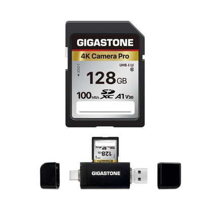 【5-Years Data Recovery】GIGASTONE 128GB SD Card, 4K Camera Pro, A1 V30 SDXC Memory Card 4K UHD Video Compatible with Canon Digital Camera, with 1 Mini Cases