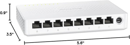 BrosTrend 2.5Gb Switch, 8 Port Network Switch 2.5 Gigabit, Unmanaged Ethernet Switch for Game Console, NAS, PC, Computer Networking Switch Plug & Play Fanless, Desktop Wall Mount, Lifetime Protection