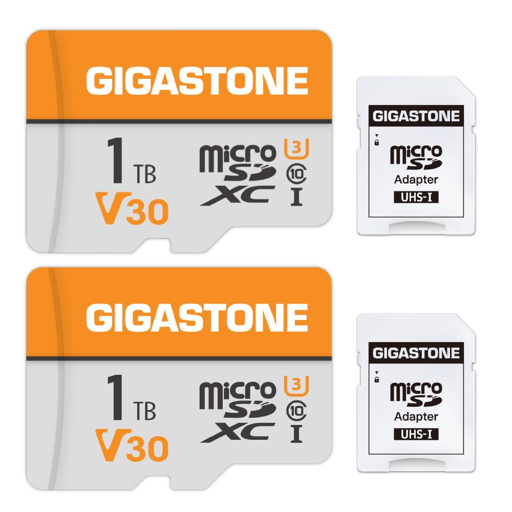 GIGASTONE 64GB Micro SD Card 2-Pack, V30 4K Video Recording, Surveillance, Security Camera, Dash Cam, Drone, 95MB/s MicroSDXC Memory Card UHS-I Class 10, with Adapter