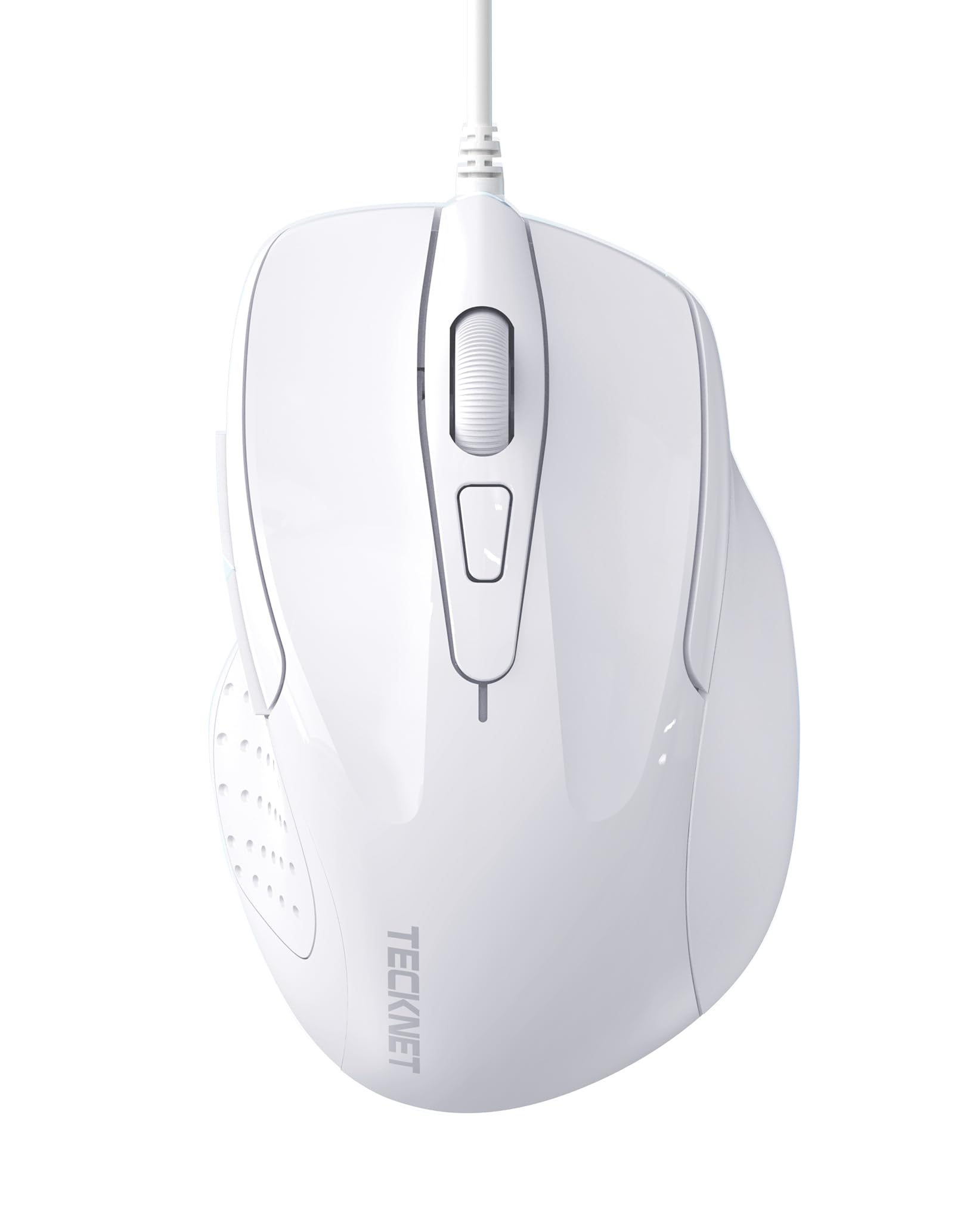 TECKNET USB Wired Mouse, 6-Button Corded Computer Mouse with 4 Adjustable DPI, Optical Computer Mice with Ergonomic Design and 5FT Cord for Laptop, Chromebook, PC, Desktop, Mac, Notebook-Gray