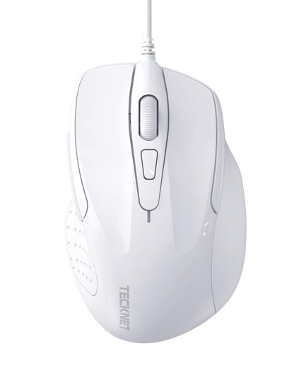 TECKNET USB Wired Mouse, 6-Button Corded Computer Mouse with 4 Adjustable DPI, Optical Computer Mice with Ergonomic Design and 5FT Cord for Laptop, Chromebook, PC, Desktop, Mac, Notebook-Gray