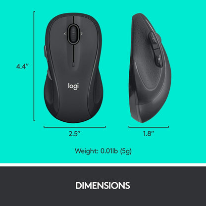 Logitech M510 Wireless Mouse, 2.4 GHz with USB Unifying Receiver, 1000 DPI Laser-Grade Tracking, 7-Buttons, 24-Months Battery Life, PC/Mac/Laptop - Graphite