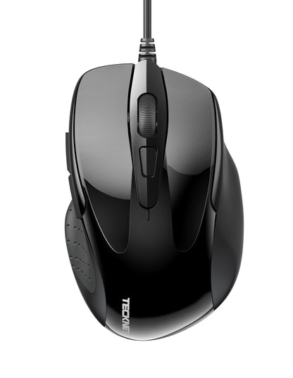 TECKNET USB Wired Mouse, 6-Button Corded Computer Mouse with 4 Adjustable DPI, Optical Computer Mice with Ergonomic Design and 5FT Cord for Laptop, Chromebook, PC, Desktop, Mac, Notebook-Gray