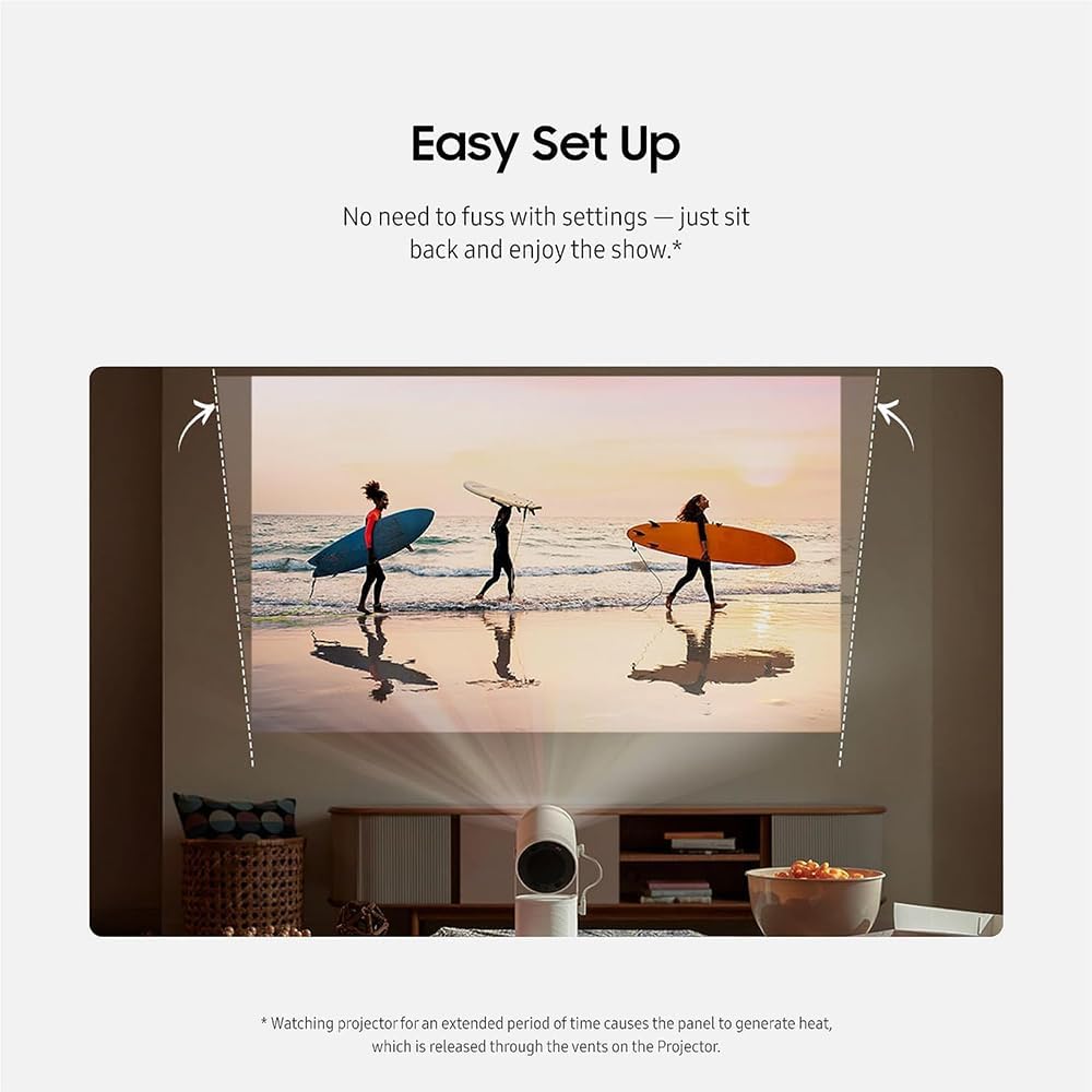 Samsung The Freestyle Projector 2nd Gen with Gaming Hub SP-LFF3CLAXXZA Bundle with Battery Base, 2 YR CPS Enhanced Protection Pack and Deco Essential High Speed 6 Feet Micro-HDMI to HDMI A/V Cable