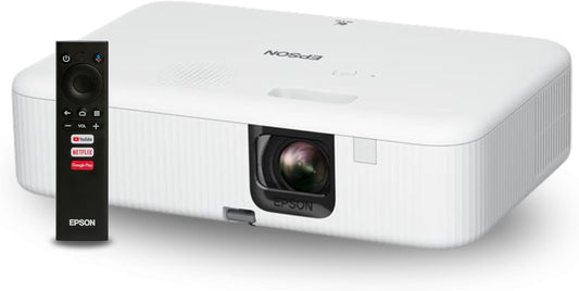 Epson EpiqVision Flex CO-FH02 Full HD 1080p Smart Streaming Portable Projector 3-Chip 3LCD, 3000 Lumen Color/White Brightness, Android TV, Bluetooth, 5W Speaker, Home Entertainment