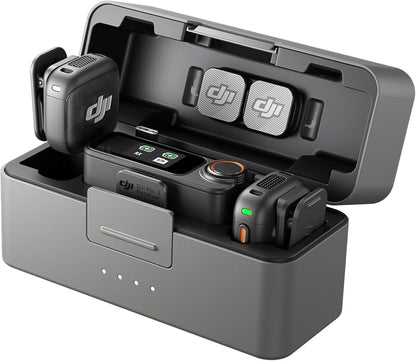 DJI Mic 3 (2 TX + 1 RX + Charging Case), Wireless Microphone for iPhone/Camera/Android, Ultralight, Adaptive Gain Control for Balanced Volume, Dual Band Anti-Interference, 28hrs Use, Vlog