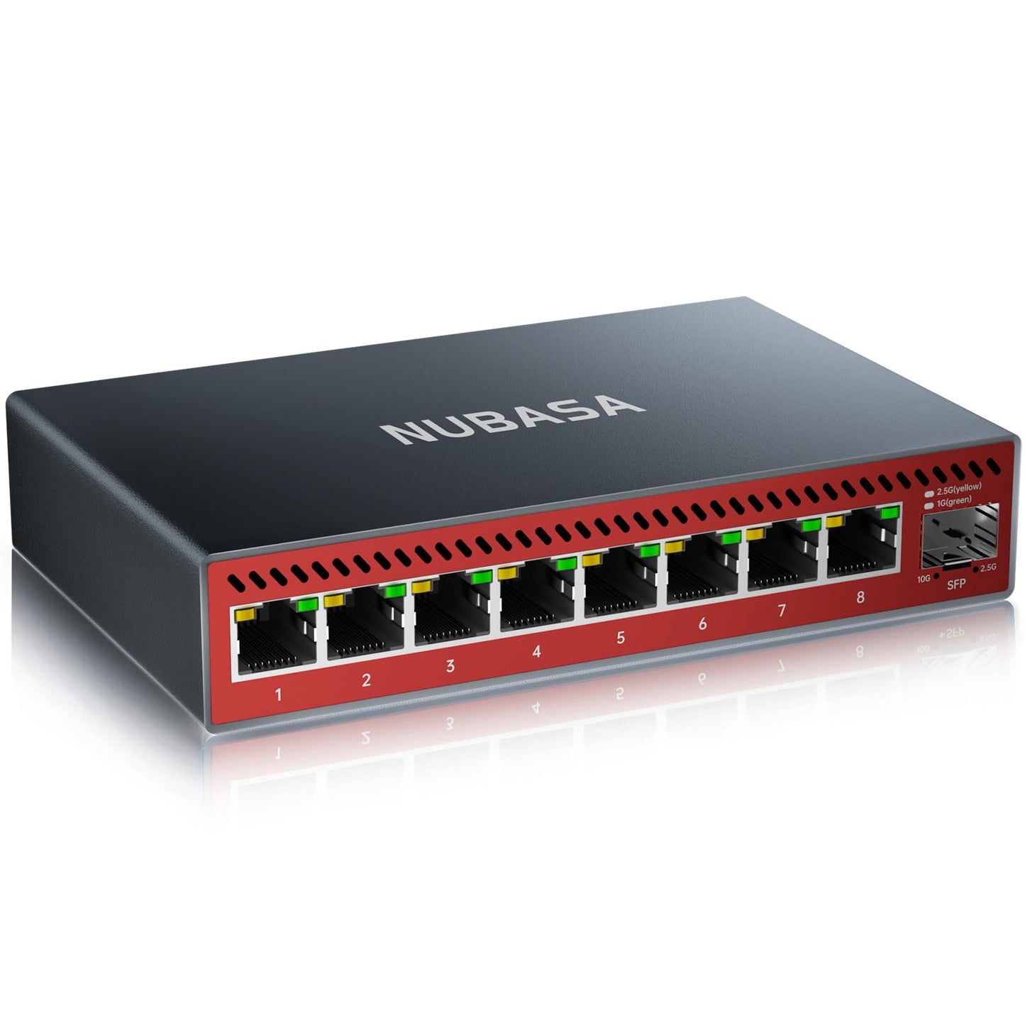 5-Port 2.5Gb Switch with 10Gb SFP+ Port, Less Heat Unmanaged Multigig Ethernet Splitter for NAS, Gaming, PC - Plug & Play, Silent Aluminum Housing, Professional Grade 2.5 Gigabit Network Switch