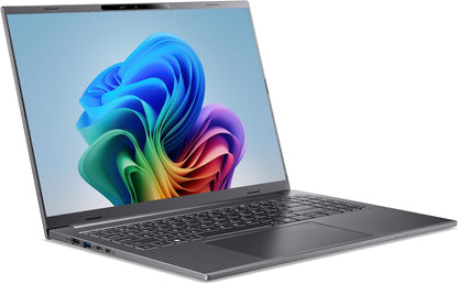 acer Aspire 16 AI Copilot+ PC | 16" WUXGA 120Hz Multi-Touch Display | Snapdragon X X1-26-100 | NPU: 45 Tops - GPU: Up to 1.7 TFLOPs | 16GB LPDDR5X | 512GB PCIe Gen 4 SSD | Wi-Fi 7 | A16-11MT-X669