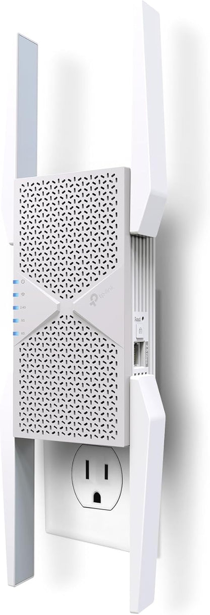 TP-Link BE10000 Wi-Fi 7 Range Extender RE653BE | 10 Gbps Tri-Band Wireless Repeater | 2.5 Gbps Ethernet Port | Internet Signal Booster for Home | Up to 2800 sq.ft, 128 Devices | 6 GHz, MLO, EasyMesh