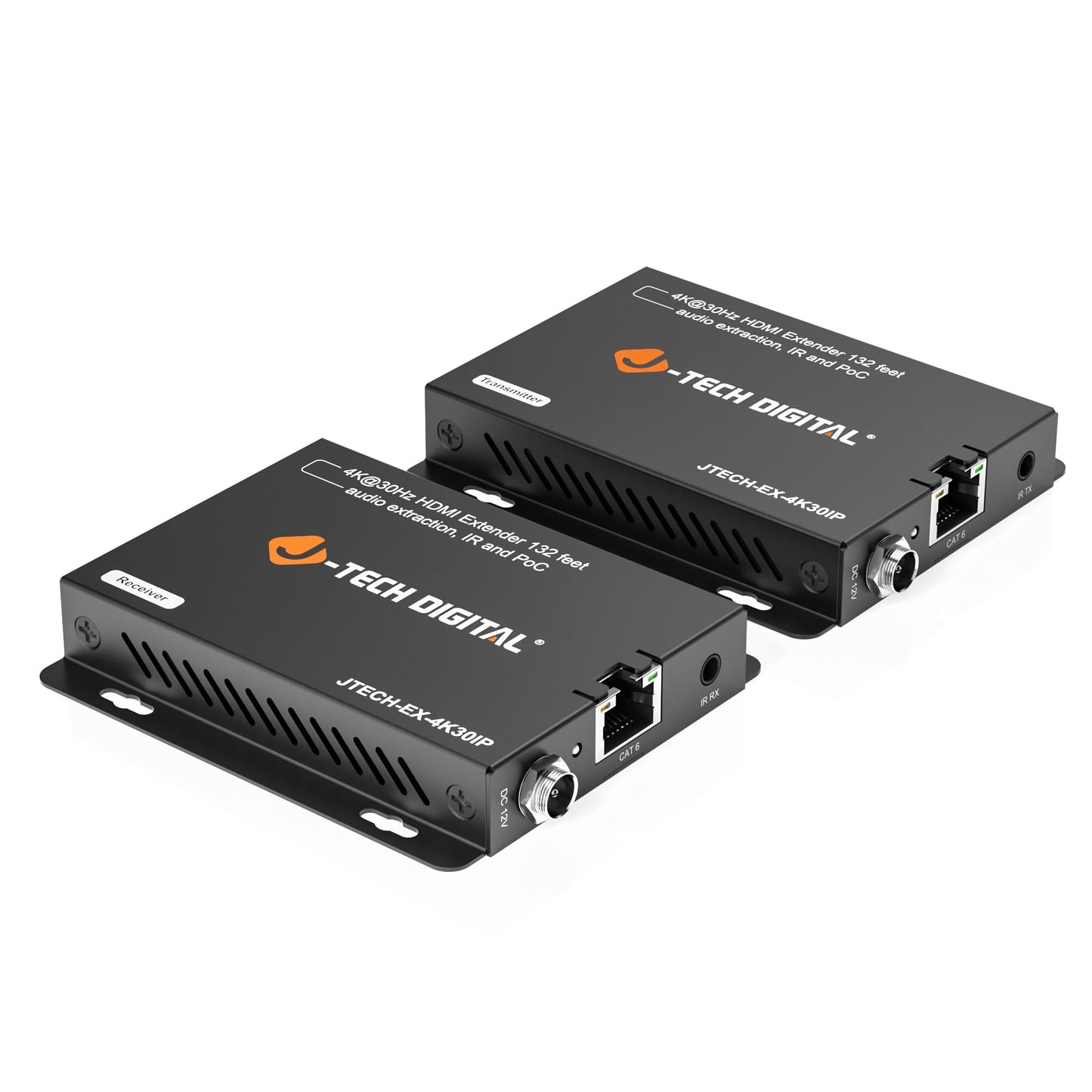 J-Tech Digital Long Range HDMI Extender Over Cat6 150m/492ft HDBaseT 1080P Extender PoC, Bi-Directional IR, Supports Dolby Digital, DTS, with EDID, CEC, & RS-232 Passthrough (JTECH-HDT150)