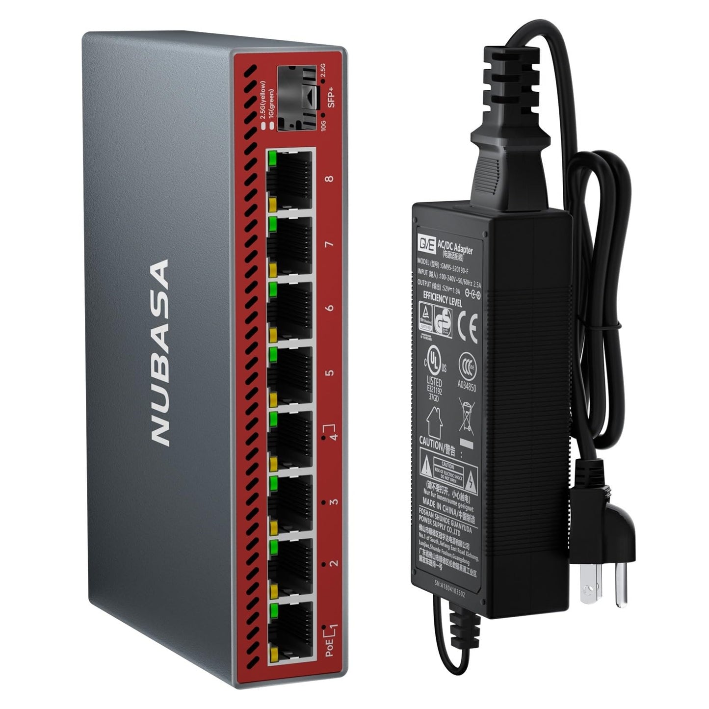 5-Port 2.5Gb Switch with 10Gb SFP+ Port, Less Heat Unmanaged Multigig Ethernet Splitter for NAS, Gaming, PC - Plug & Play, Silent Aluminum Housing, Professional Grade 2.5 Gigabit Network Switch