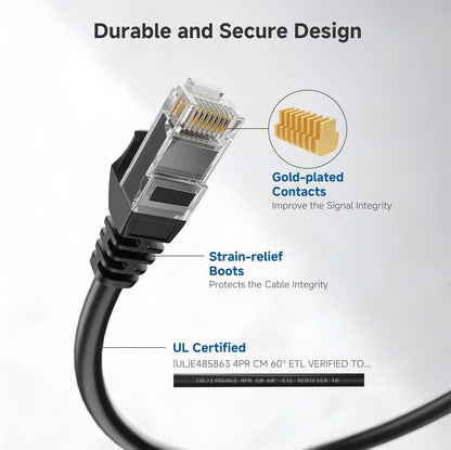 Cable Matters 10Gbps 5-Pack Snagless Short Cat 6 Ethernet Cable - 3ft, Cat 6 Cable, Cat6 Cord, Ethernet Cord, Black