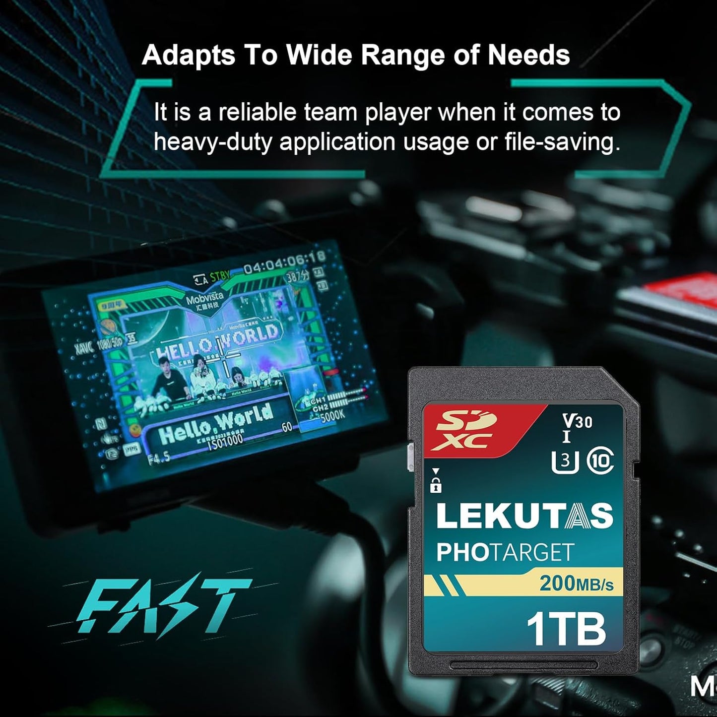 1T(999GB) SDXC UHS-I Memory Card - Up to 200MB/s Read Speed, C10, U3, V30, 4K UHD, Full-HD 4K Video SD Card for Canon Nikon Sony Panasonic DSLR, Mirrorless Cameras