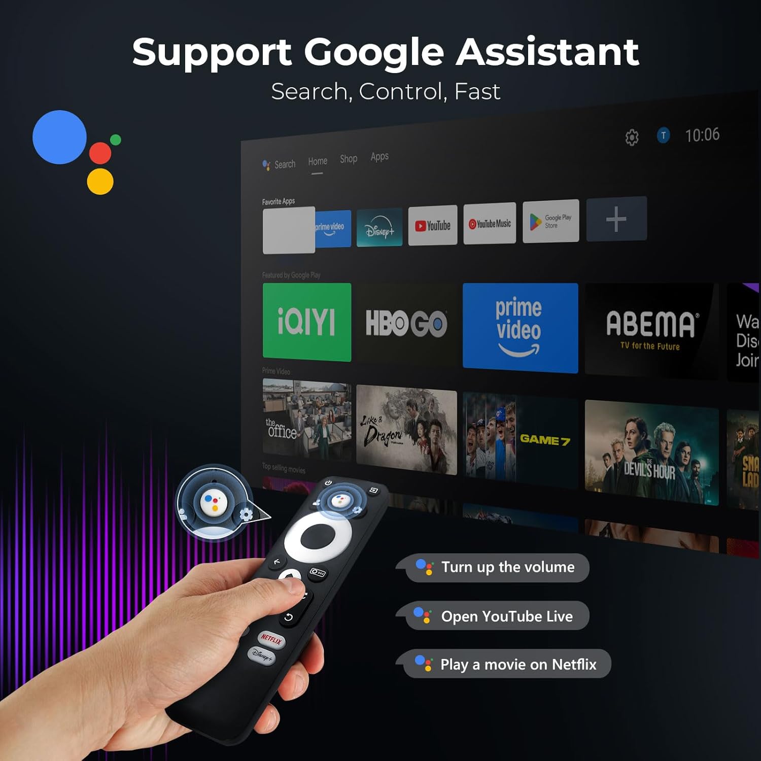 Outdoor-Projector-4K [Built-in Google TV/180°Rotatable Stand/Voice Control/E-Focus],Sovboi Smart-Movie-Projector with WiFi6 and Bluetooth, 2500 Brightness Portable-Proyector for 10,000+ Streaming Apps