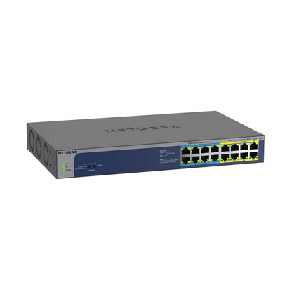 NETGEAR 16-Port Gigabit Ethernet Unmanaged PoE Switch (GS116PP) - with 16 x PoE+ @ 183W, Desktop, Wall Mount or Rackmount