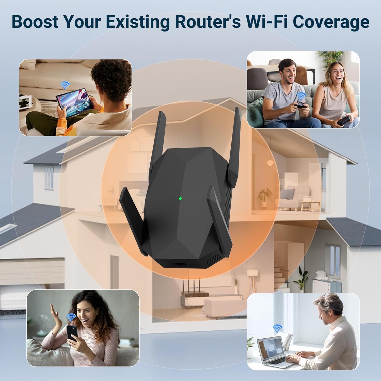 2026 AX3000 WiFi 6 Extender Signal Booster, Multi-Link Connectivity Internet Extender WiFi Booster for Home, Dual Band Long Range WiFi Repeater, Up to 19000 Sq. Ft., (Black)