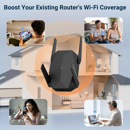 2026 AX3000 WiFi 6 Extender Signal Booster, Multi-Link Connectivity Internet Extender WiFi Booster for Home, Dual Band Long Range WiFi Repeater, Up to 19000 Sq. Ft., (Black)