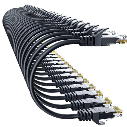 Cat 6 Ethernet Cable 3FT 10Pack, Cat6 Ethernet Patch Cable 10Gbps, High-Speed UTP Cat6 Network Cable Pure Copper, Cat 6 Cable for Home and Office Network, Black