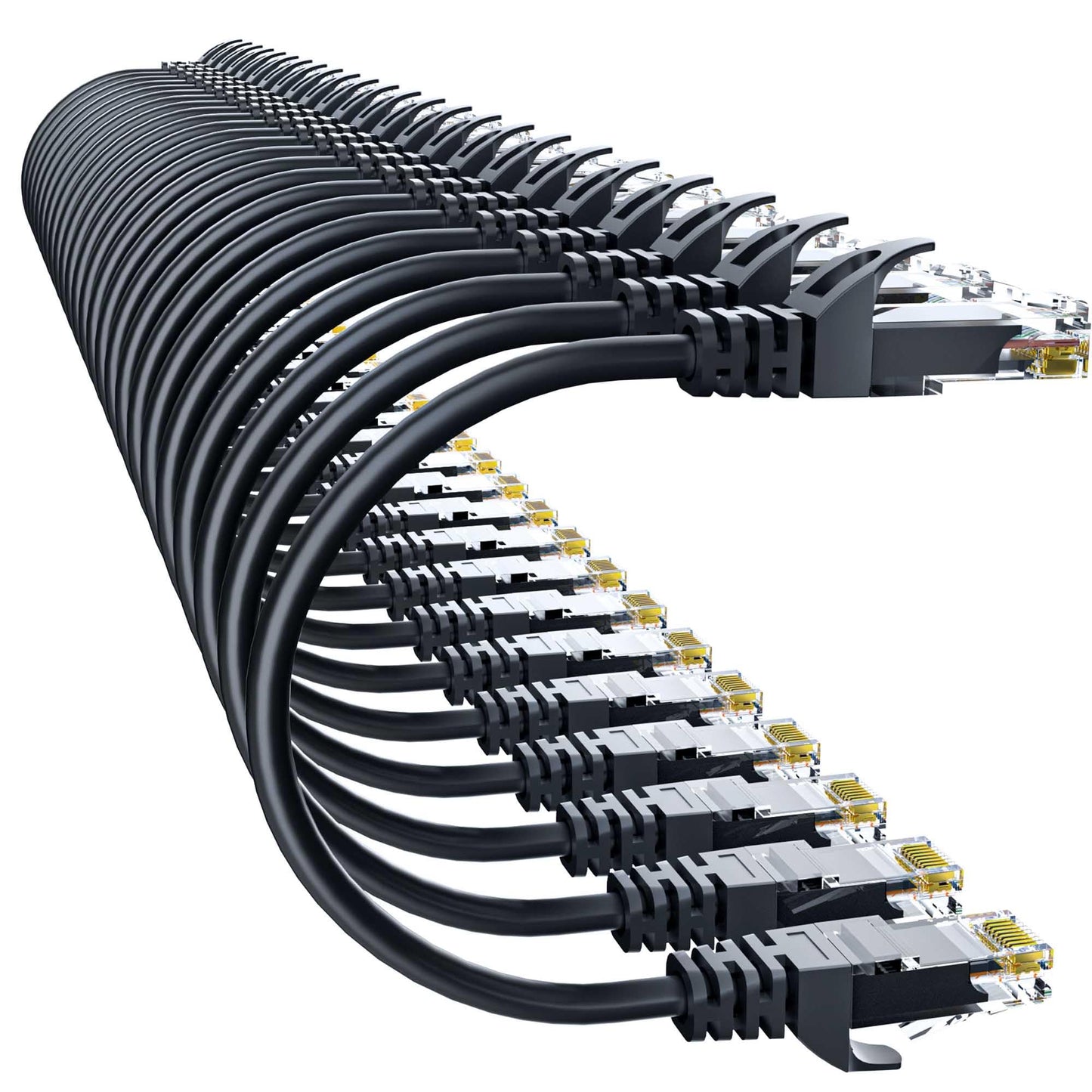 Cat 6 Ethernet Cable 3FT 10Pack, Cat6 Ethernet Patch Cable 10Gbps, High-Speed UTP Cat6 Network Cable Pure Copper, Cat 6 Cable for Home and Office Network, Black