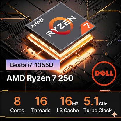 Dell 16 FHD+ Touchscreen Business Laptop | AMD Ryzen 7 CPU(Beat i7-1355U) | 16GB RAM | 512GB PCle SSD | AI Copilot Key | Backlit Keyboard | Wi-Fi 6 | Windows 11 | for Work & Study
