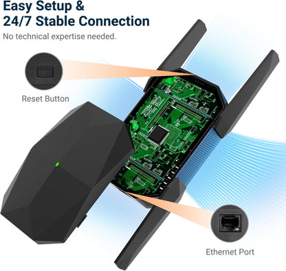 2026 AX3000 WiFi 6 Extender Signal Booster, Multi-Link Connectivity Internet Extender WiFi Booster for Home, Dual Band Long Range WiFi Repeater, Up to 19000 Sq. Ft., (Black)