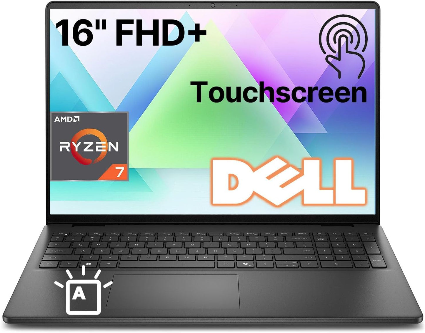Dell 16 FHD+ Touchscreen Business Laptop | AMD Ryzen 7 CPU(Beat i7-1355U) | 16GB RAM | 512GB PCle SSD | AI Copilot Key | Backlit Keyboard | Wi-Fi 6 | Windows 11 | for Work & Study