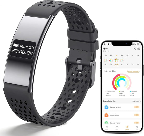 Smart Bracelet for Women Men,Wearable Activity & Fitness Tracker,All-Day Heart Rate/Stress/HRV/Step Monitor,24H Sleep Tracker,Multiple Sport Modes Smart Wristband with 2 Bands, Free APP
