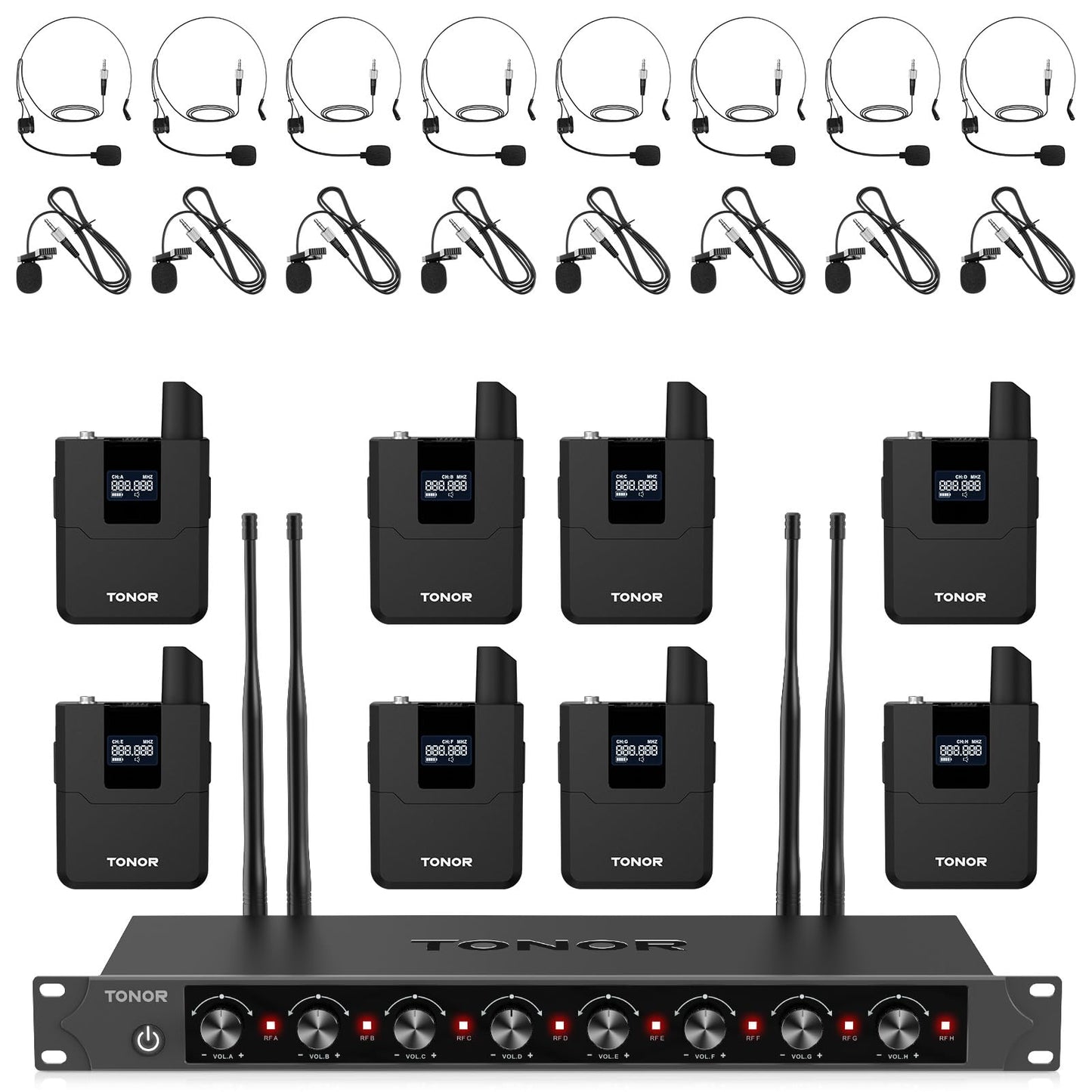 TONOR Wireless Microphones System with 4x10 Channels Cordless Handheld Microfono Inalambrico, 60 m/200FT UHF Range, Mics with Stable Signal Transmission for Karaoke Singing Party Church Wedding