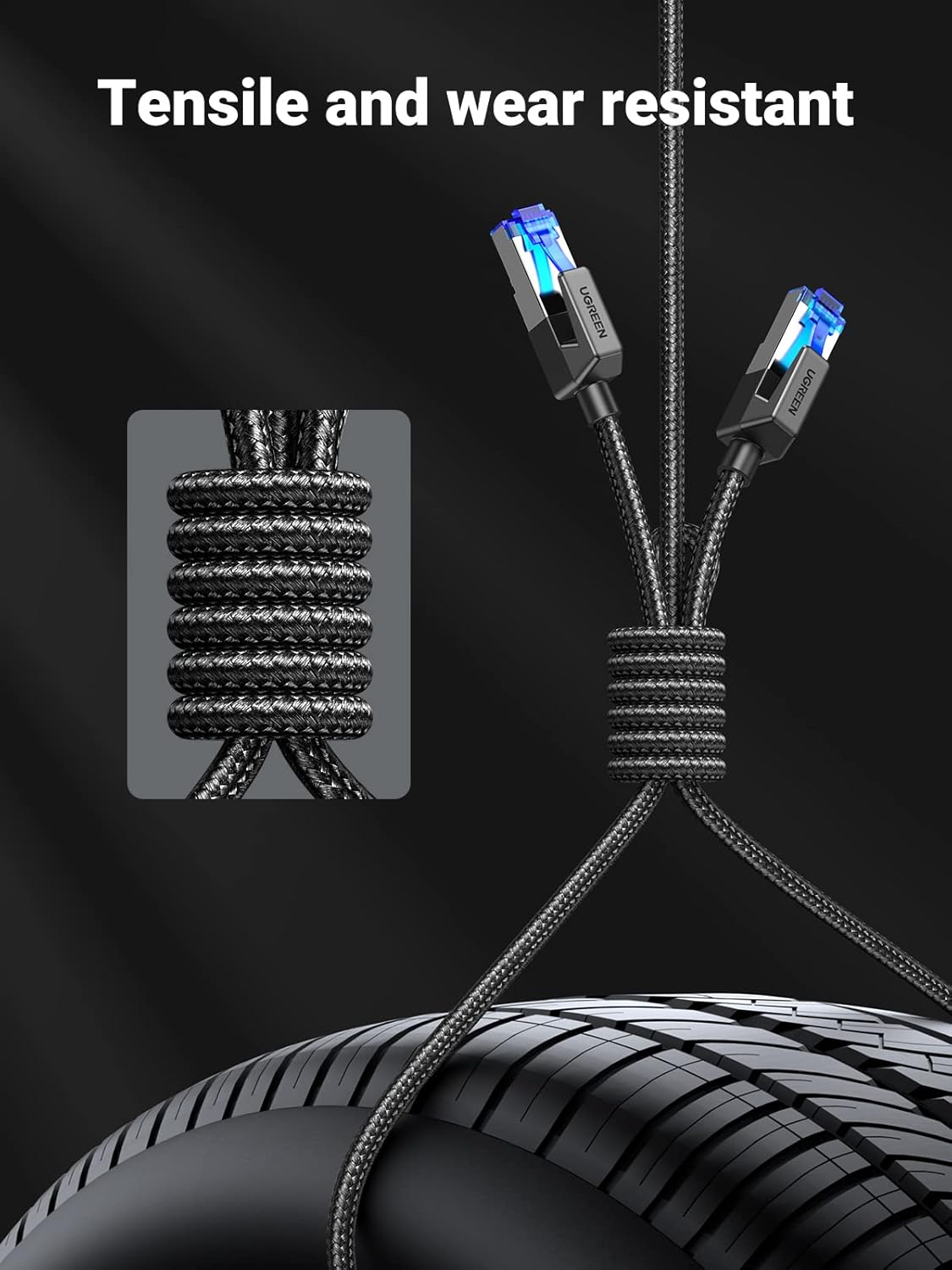 UGREEN Cat 8 Ethernet Cable 6FT, High Speed Braided 40Gbps 2000Mhz Network Cord Cat8 RJ45 Shielded Indoor Heavy Duty LAN Cables Compatible with Gaming PC PS5 PS4 PS3 Xbox Modem Router 6FT