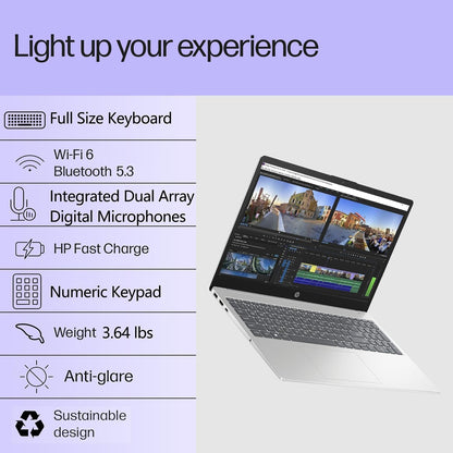 HP Pavilion 15.6 Laptop Computer for Daily Work & Student Home Study, Lifetime Office 365, Intel N100, 16GB RAM, 512GB SSD, Fast Charging, Long Battery Life, Windows 11 Home, Type-C to RJ-45 Cable