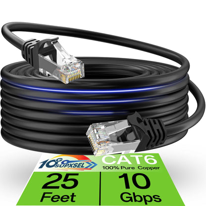 Cat 6 Ethernet Cable 3FT 10Pack, Cat6 Ethernet Patch Cable 10Gbps, High-Speed UTP Cat6 Network Cable Pure Copper, Cat 6 Cable for Home and Office Network, Black