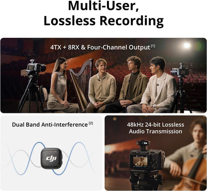 DJI Mic 3 (2 TX + 1 RX + Charging Case), Wireless Microphone for iPhone/Camera/Android, Ultralight, Adaptive Gain Control for Balanced Volume, Dual Band Anti-Interference, 28hrs Use, Vlog