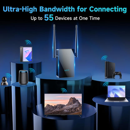 2026 WiFi Extender Signal Booster, New Gen Internet Booster for Home, 4X Faster, Covers up to 16,899 sq.ft, Wi-Fi Repeater with Ethernet Port, Wireless Long Range Amplifier, Easy Setup (Black)