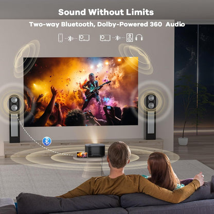Outdoor-Projector-4K with WiFi and Bluetooth:[Ultra-High Bright/60W Dolby Audio/Official Licensed Apps],Smart-Projector with AI Auto Focus,ONOAYO ONO5Pro 2.0 Movie Projector for Indoor/Outdoor 2026New
