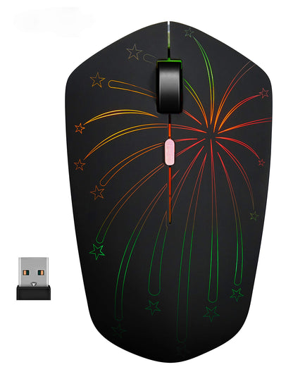 Rechargeable Wireless Mouse, Illuminating Backlit Powered by Li-Polymer Battery, Optical Sensor, Nano USB Receiver,3 Stages DPI Speed, 4 Buttons for PC, Laptop, Tablet, MacBook etc. (Net illuminating)
