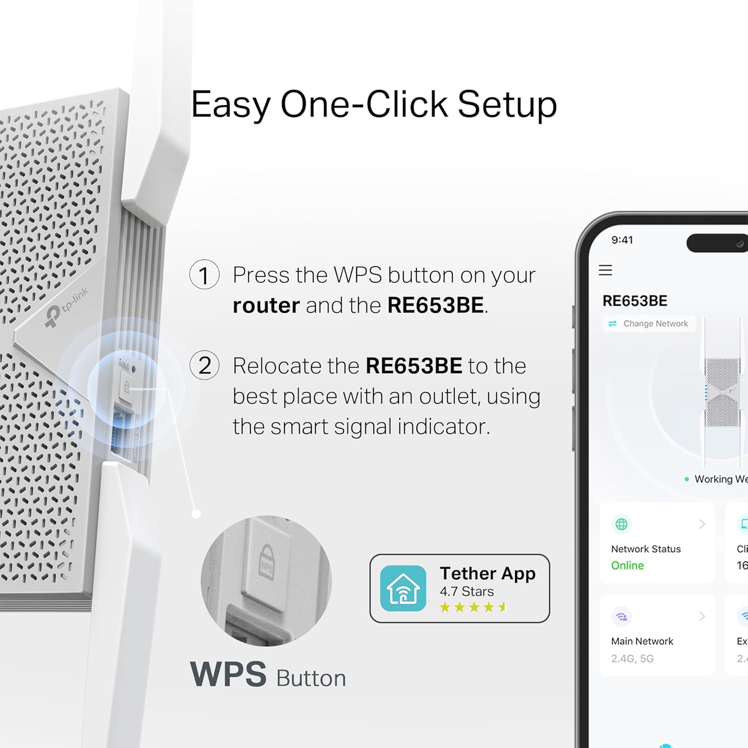 TP-Link BE10000 Wi-Fi 7 Range Extender RE653BE | 10 Gbps Tri-Band Wireless Repeater | 2.5 Gbps Ethernet Port | Internet Signal Booster for Home | Up to 2800 sq.ft, 128 Devices | 6 GHz, MLO, EasyMesh