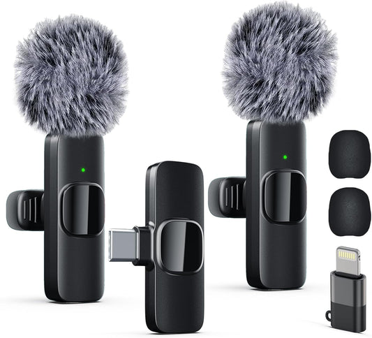 Labstandard Professional Wireless Lavalier Lapel Microphone for iPhone, iPad, mini Video Recording Mic forInterview Video Podcast Vlog YouTube&Livestream, Noise Reduction, Plug &Play