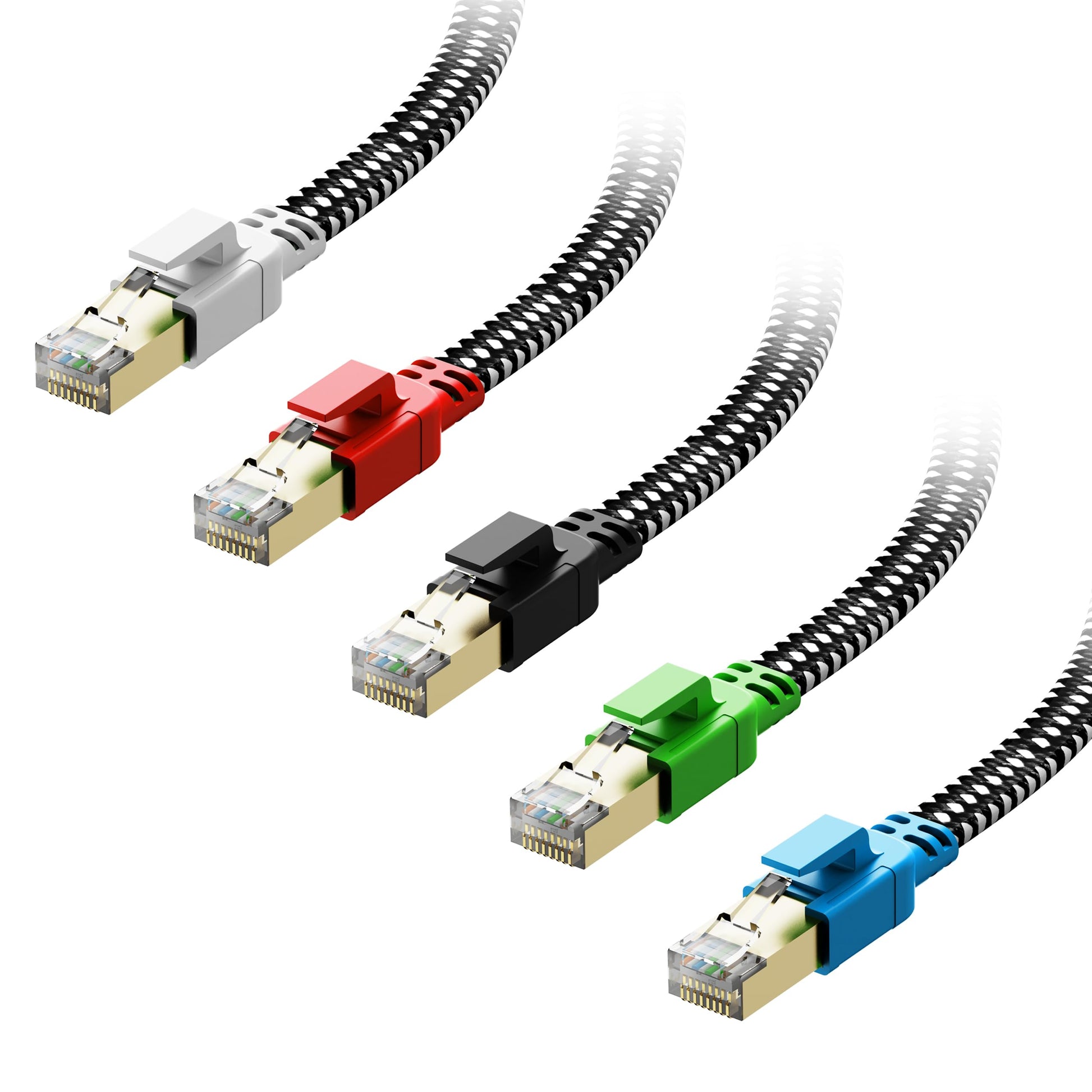 Orbram Cat 8 Ethernet Cable 50 ft, Nylon Braided High Speed Heavy Duty Network LAN Patch Cord, 40Gbps 2000Mhz SFTP RJ45 Flat Internet Cable Shielded in Wall, Indoor&Outdoor for Modem/Router/Gaming/PC