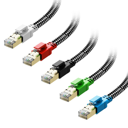 Orbram Cat 8 Ethernet Cable 50 ft, Nylon Braided High Speed Heavy Duty Network LAN Patch Cord, 40Gbps 2000Mhz SFTP RJ45 Flat Internet Cable Shielded in Wall, Indoor&Outdoor for Modem/Router/Gaming/PC