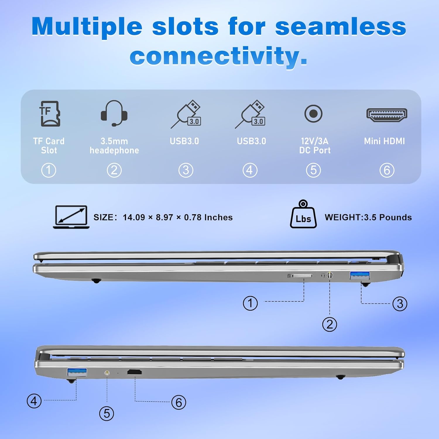 NAIKLULU Laptop Computer, Win 11 Pro Lap Top, 15.6 Inch Laptop PC 2026, 16GB RAM 256GB SSD, M3-6Y30 Processor, FHD Display 1920 * 1080P, WIFI5, BT4.2, 5000mAh Battery, for School Business Student
