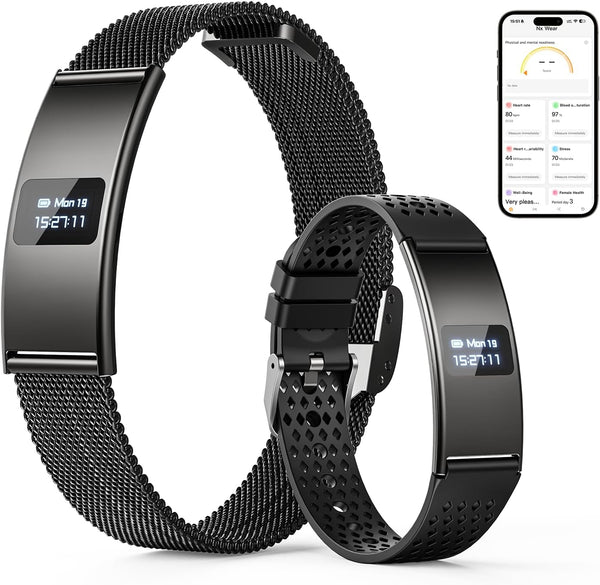 Smart Bracelet, Subscription-Free 24/7 Health Tracking, Heart Rate, SpO2, HRV & Sleep Tracker with IPX8 Waterproof, Wearable Activity & Fitness Tracker, 7-Day Battery, 2 Bands