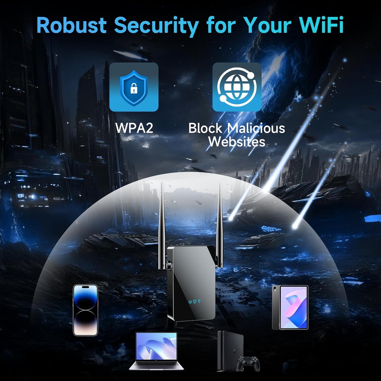 2026 WiFi Extender Signal Booster, New Gen Internet Booster for Home, 4X Faster, Covers up to 16,899 sq.ft, Wi-Fi Repeater with Ethernet Port, Wireless Long Range Amplifier, Easy Setup (Black)