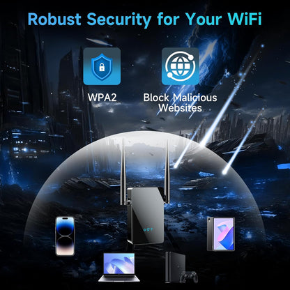 2026 WiFi Extender Signal Booster, New Gen Internet Booster for Home, 4X Faster, Covers up to 16,899 sq.ft, Wi-Fi Repeater with Ethernet Port, Wireless Long Range Amplifier, Easy Setup (Black)