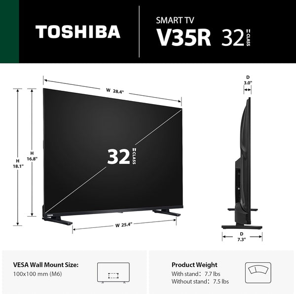 TOSHIBA 32" Class V35 Series LED FHD Smart Fire TV, Voice Remote with Alexa, Stream Live TV Without Cable
