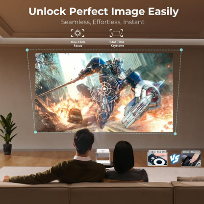 Outdoor-Projector-4K [Built-in Google TV/180°Rotatable Stand/Voice Control/E-Focus],Sovboi Smart-Movie-Projector with WiFi6 and Bluetooth, 2500 Brightness Portable-Proyector for 10,000+ Streaming Apps