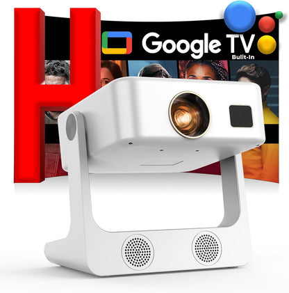 Outdoor-Projector-4K [Built-in Google TV/180°Rotatable Stand/Voice Control/E-Focus],Sovboi Smart-Movie-Projector with WiFi6 and Bluetooth, 2500 Brightness Portable-Proyector for 10,000+ Streaming Apps