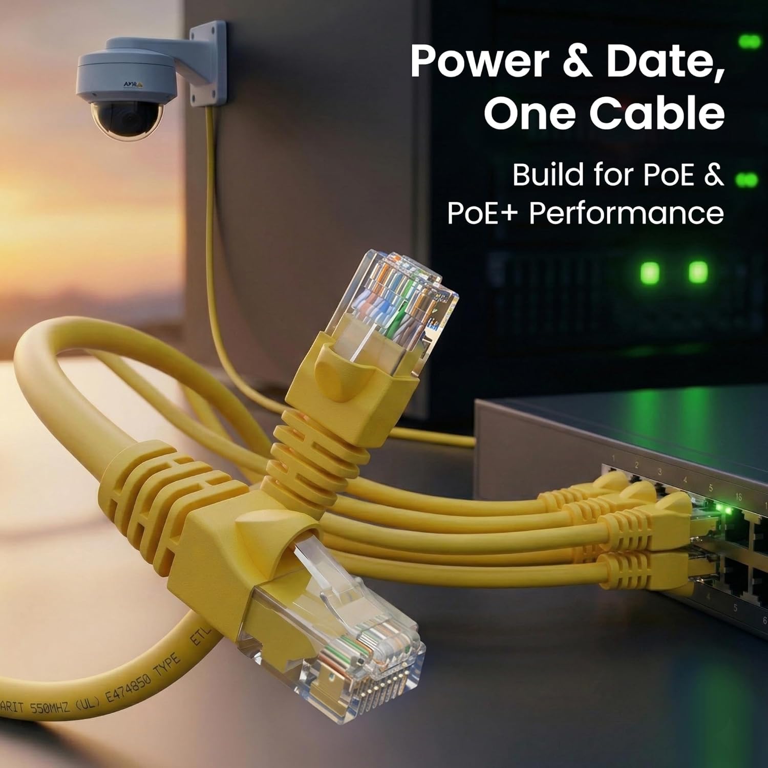 GEARit Cat 6 Ethernet Cable (20-Pack 5 Feet) Cat6 Network Patch, 10Gbps, RJ45, Snagless Cord, Gold-Plated Connectors, Internet for PC, TV, Tablet, Router, Printer, Servers, IT Data Center - Yellow